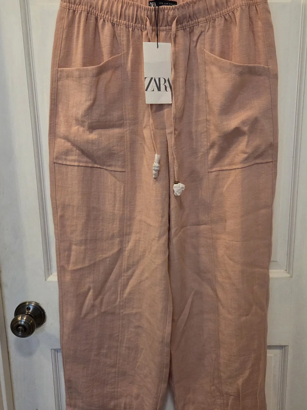 NWT Zara Pink Drawstring Pants Size Medium